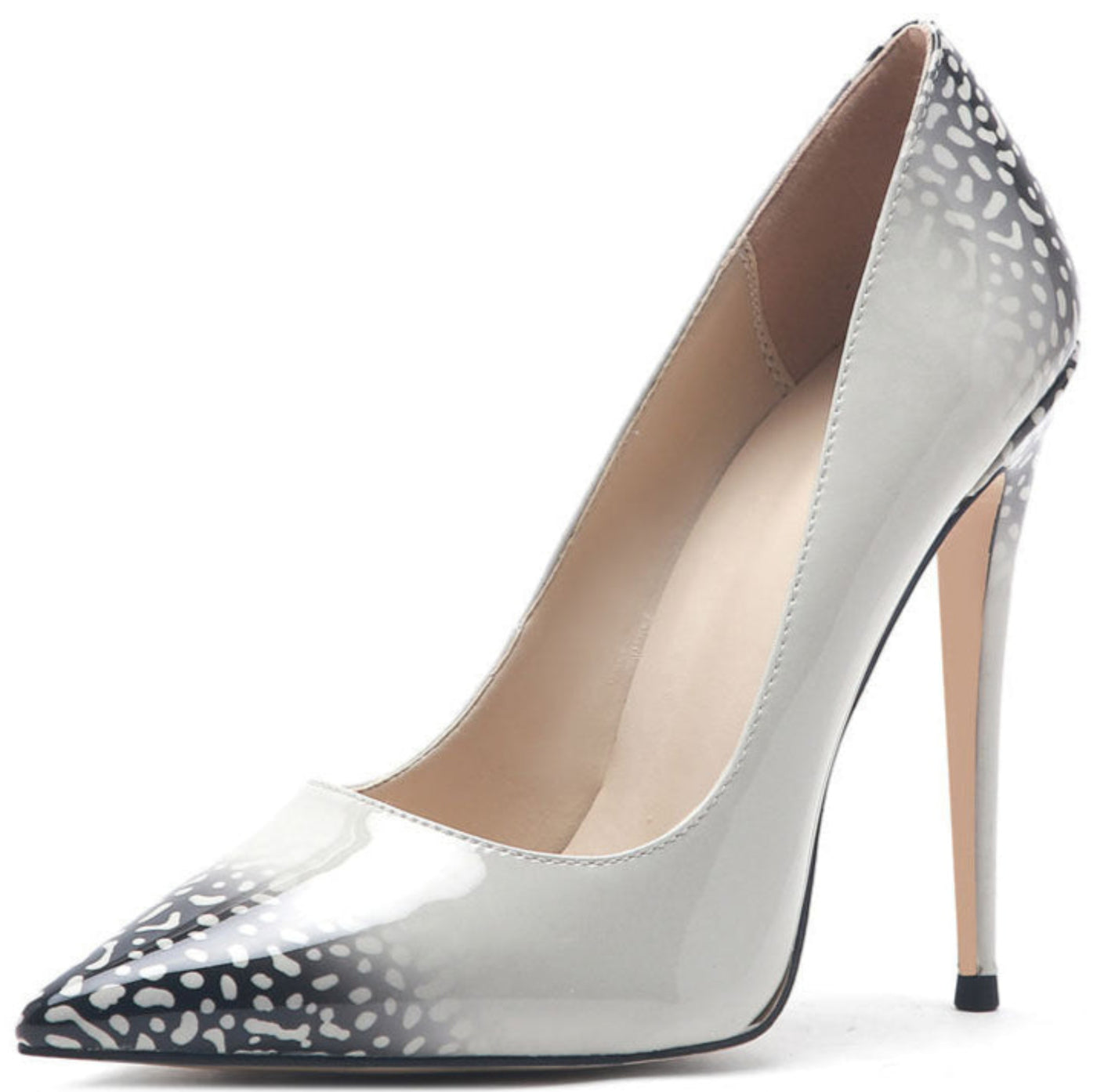 Futuristic 3D printed high heels with a sleek, modern design and high stiletto heels.