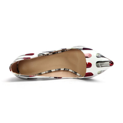 Hand-painted pointed toe heels with skinny stiletto heels for an artistic, elegant look.