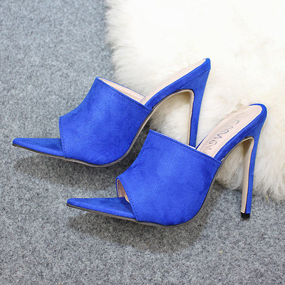 Women's early autumn fish-mouth pointed high heels in a sexy sandal-slipper design