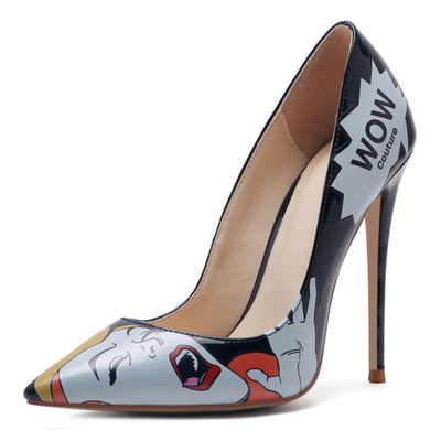 Futuristic 3D printed high heels with a sleek, modern design and high stiletto heels.
